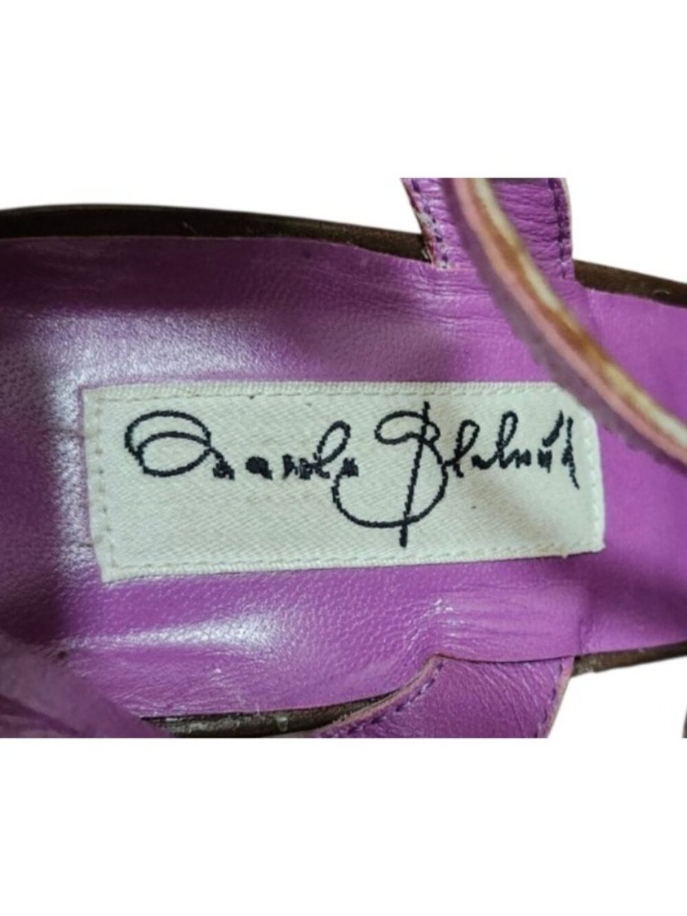 Manolo Blahnik Brown Leather Strappy Sandals Heels Purple Lining Italy EU 37.5 - Picture 12 of 14